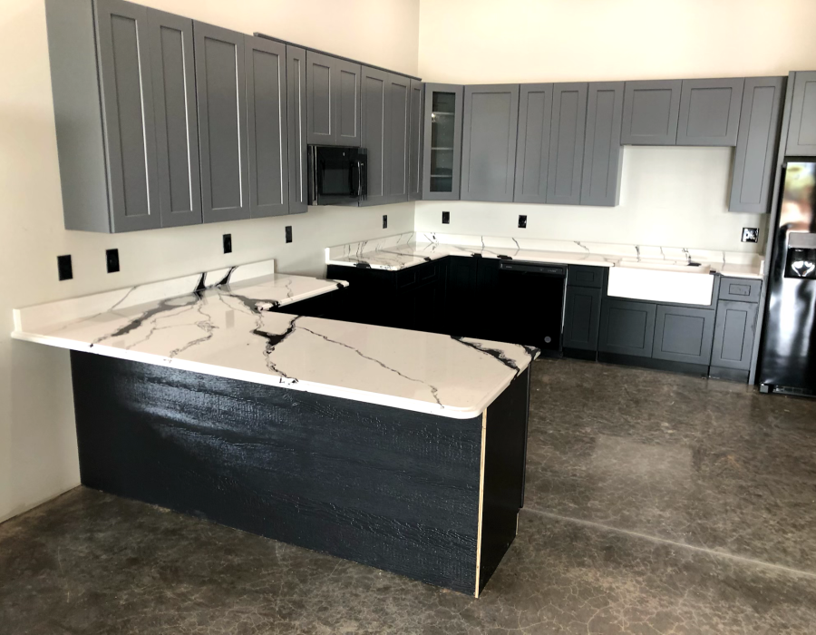 Quartz countertops in a kitchen